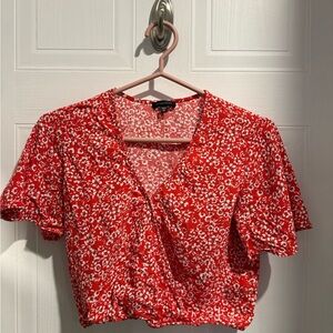 Dynamite Red and White Floral Blouse